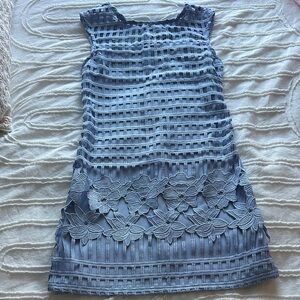 Light Blue Crochet Overlay Dress